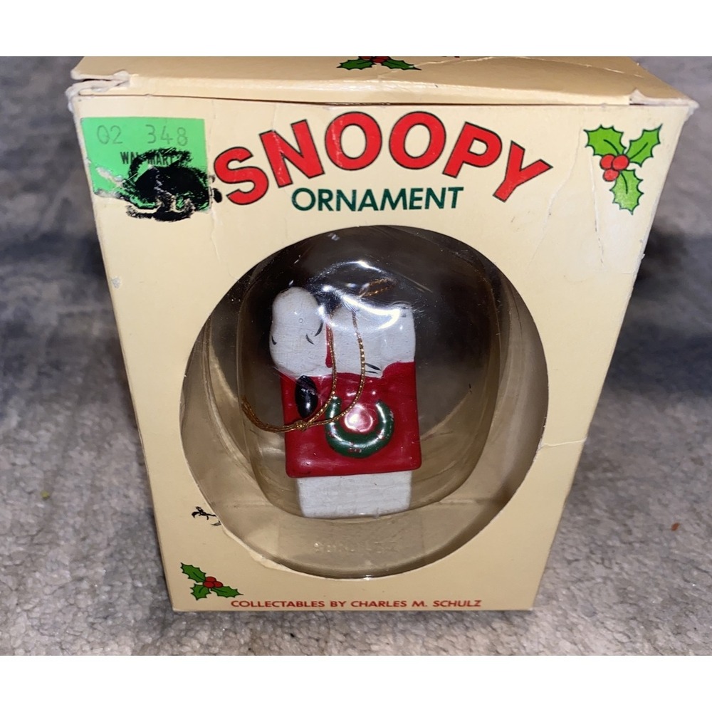 Vintage Snoopy Christmas Ornament‎ Union Wadding Co Charles Schulz Peanuts Box